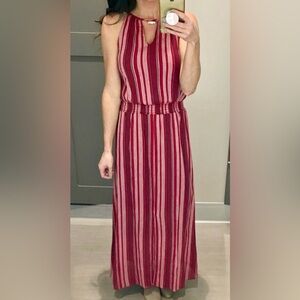 👗Universal Thread Effortless Red Striped Halter Bohemian Versatile Maxi Dress M